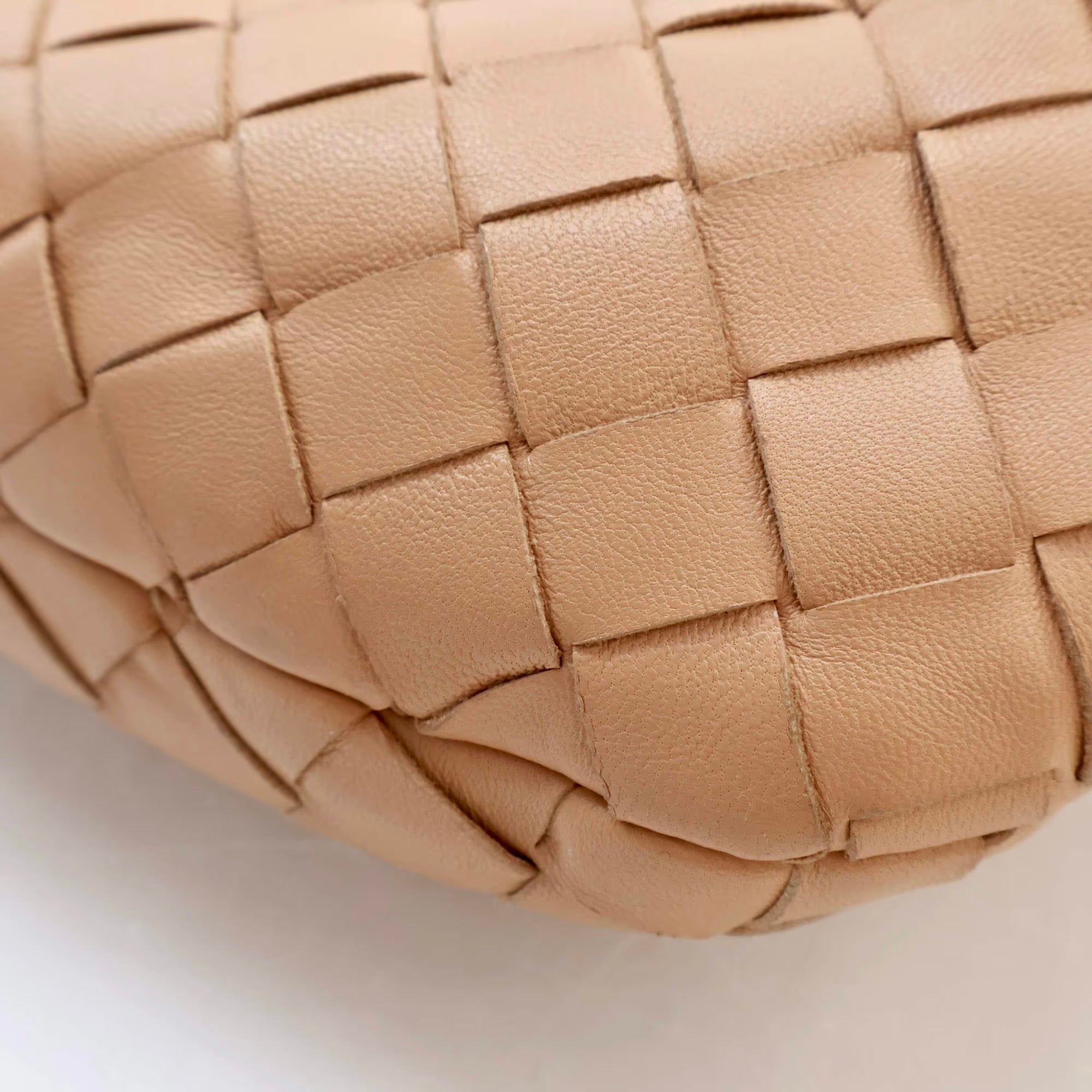 Bottega Veneta Mini Jodie Almond Lambskin Leather Top Handle Bag