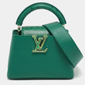 Louis Vuitton Capucines Mini Emeraude Taurillon Leather and Ostrich Top Handle Bag