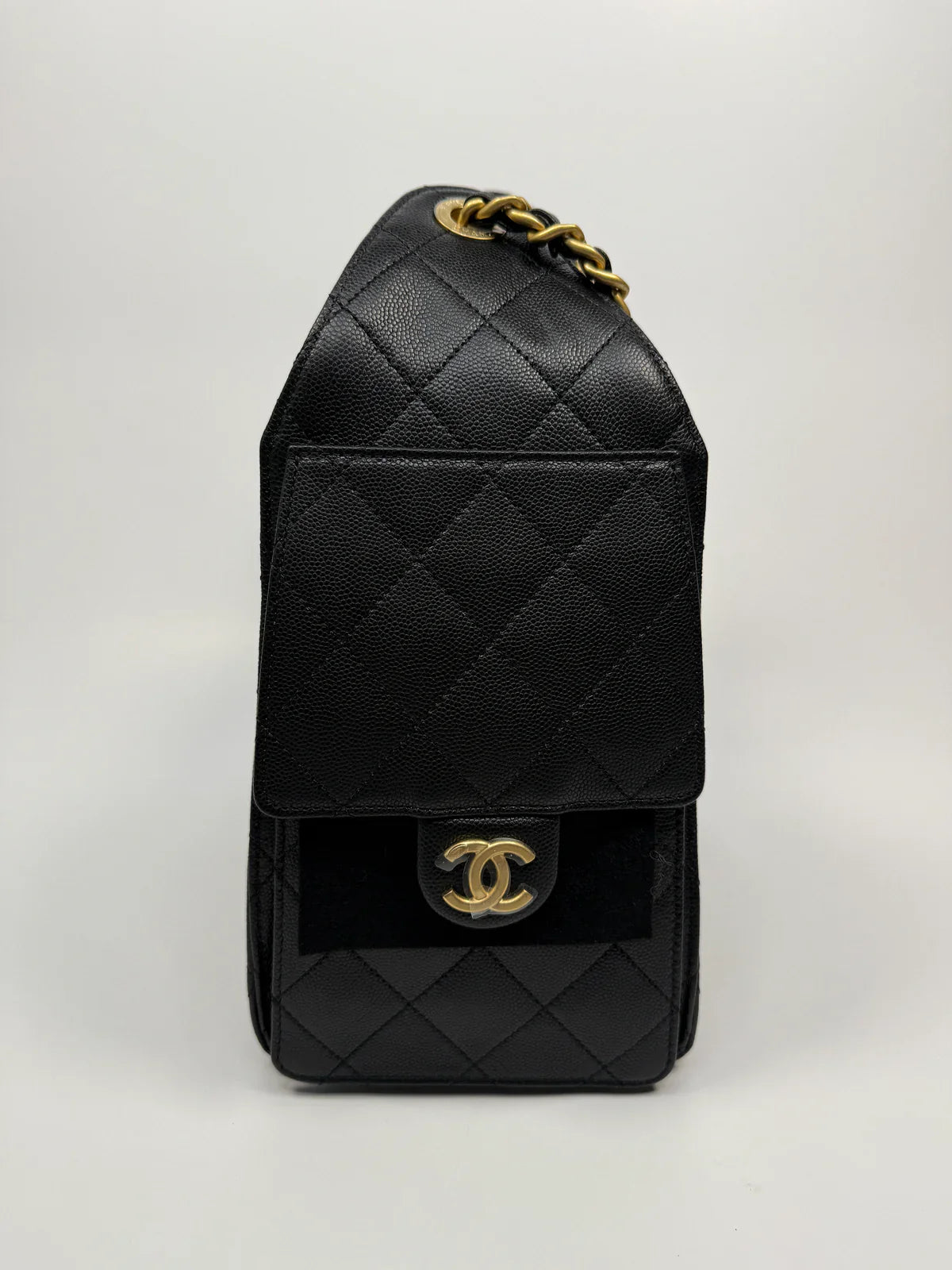 CHANEL 25 SMALL IN BLACK CAVIAR LEATHER WITH GHW