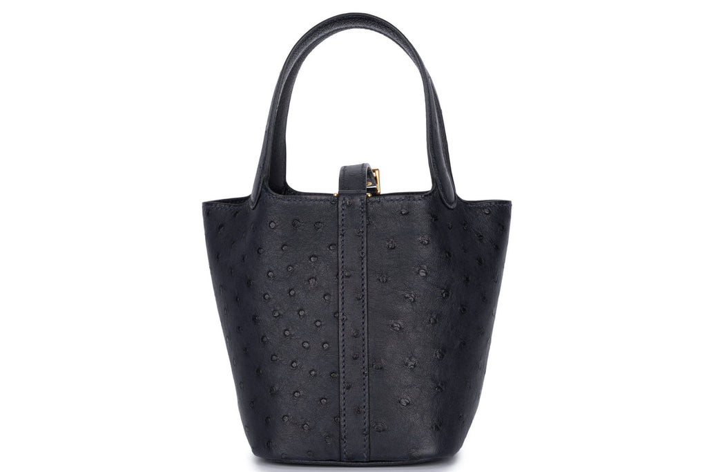 Hermès Micro Picotin Ostrich Caban PHW