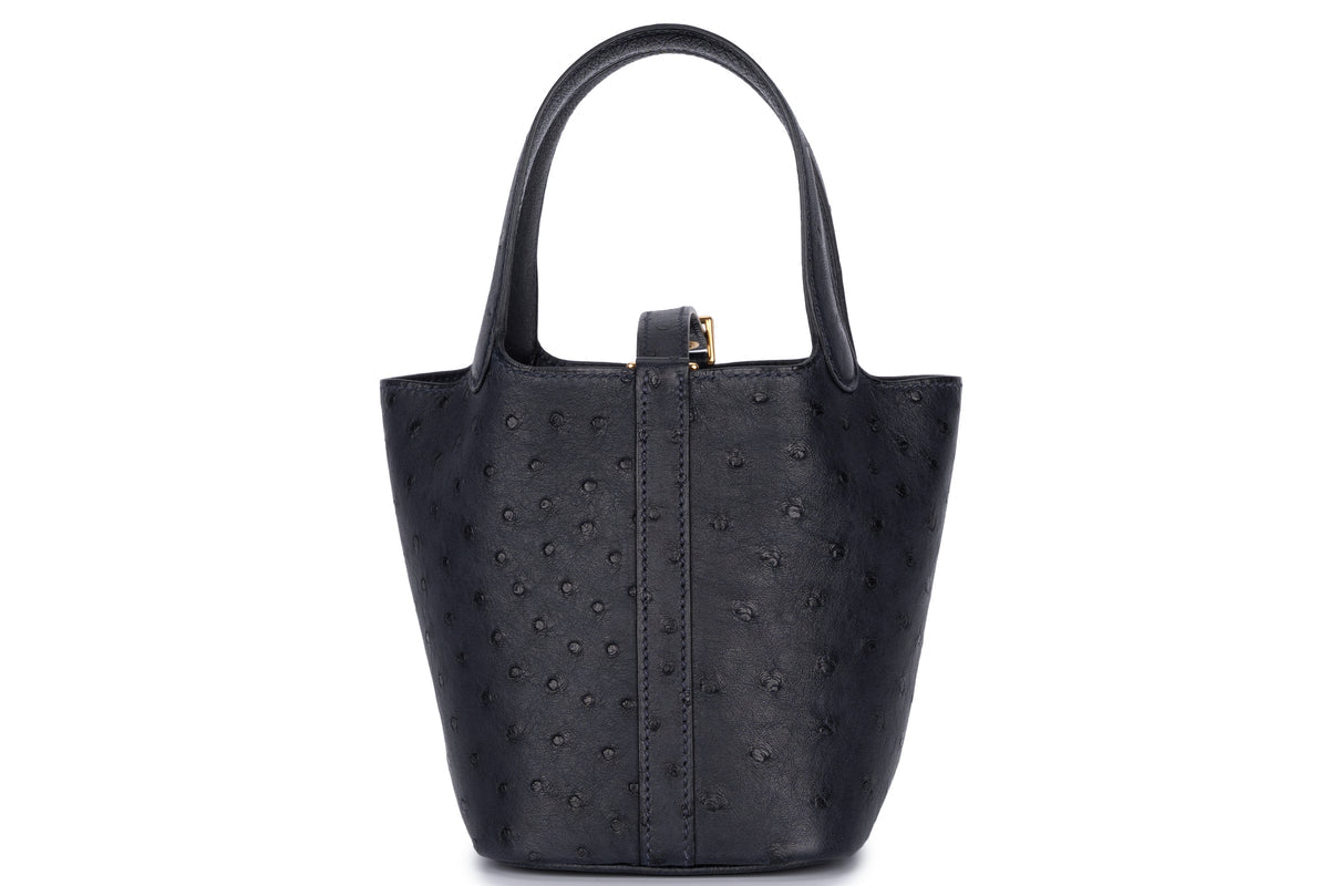Hermès Micro Picotin Ostrich Caban PHW