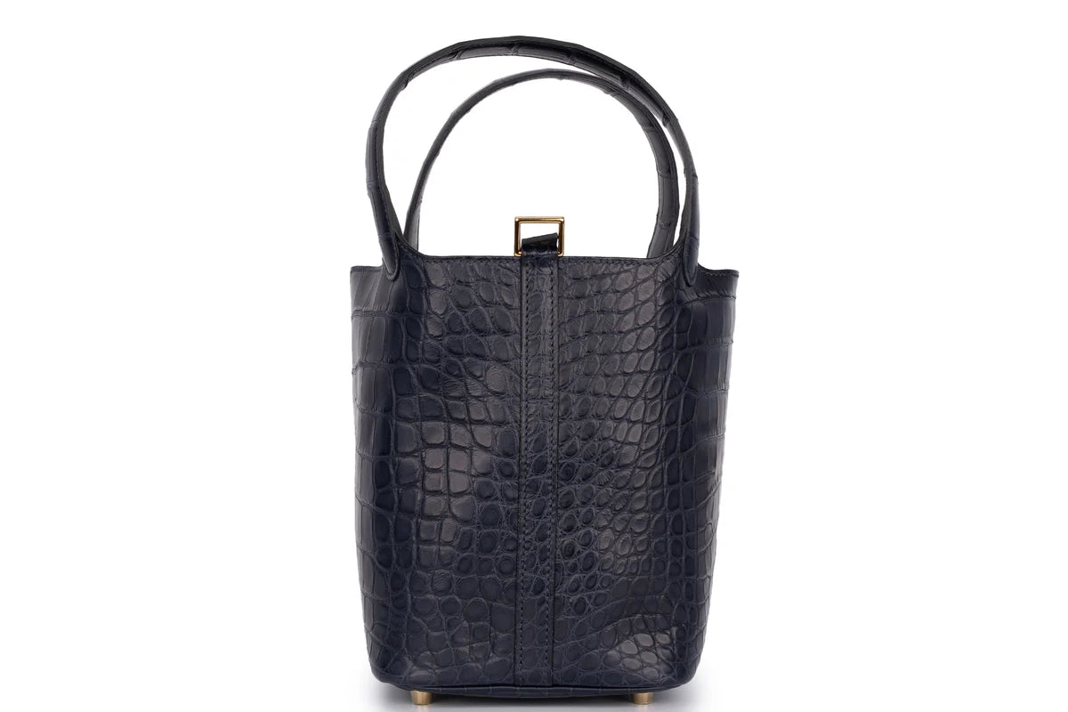 Hermès Picotin 18 Exotic Alligator Mississippiensis Bleu Indigo GHW