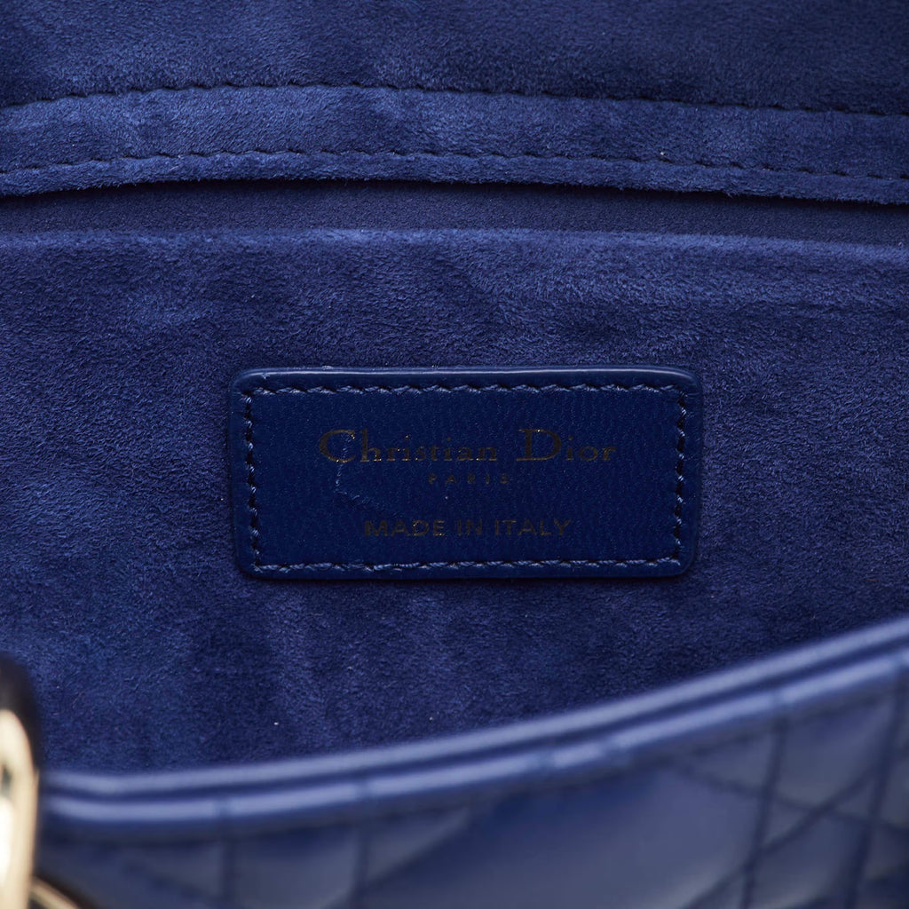 Dior Lady D-Joy Medium Navy Blue Cannage Leather Tote