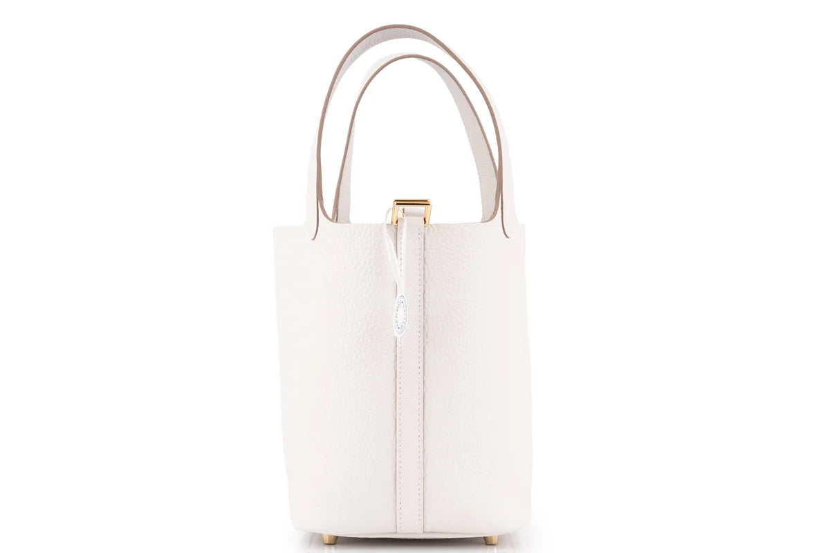 Hermès Picotin 18 Clemence Gris Pale GHW