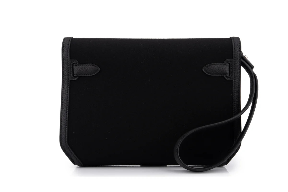 Hermès Kelly 25 Depeches Togo / Canvas Noir PHW