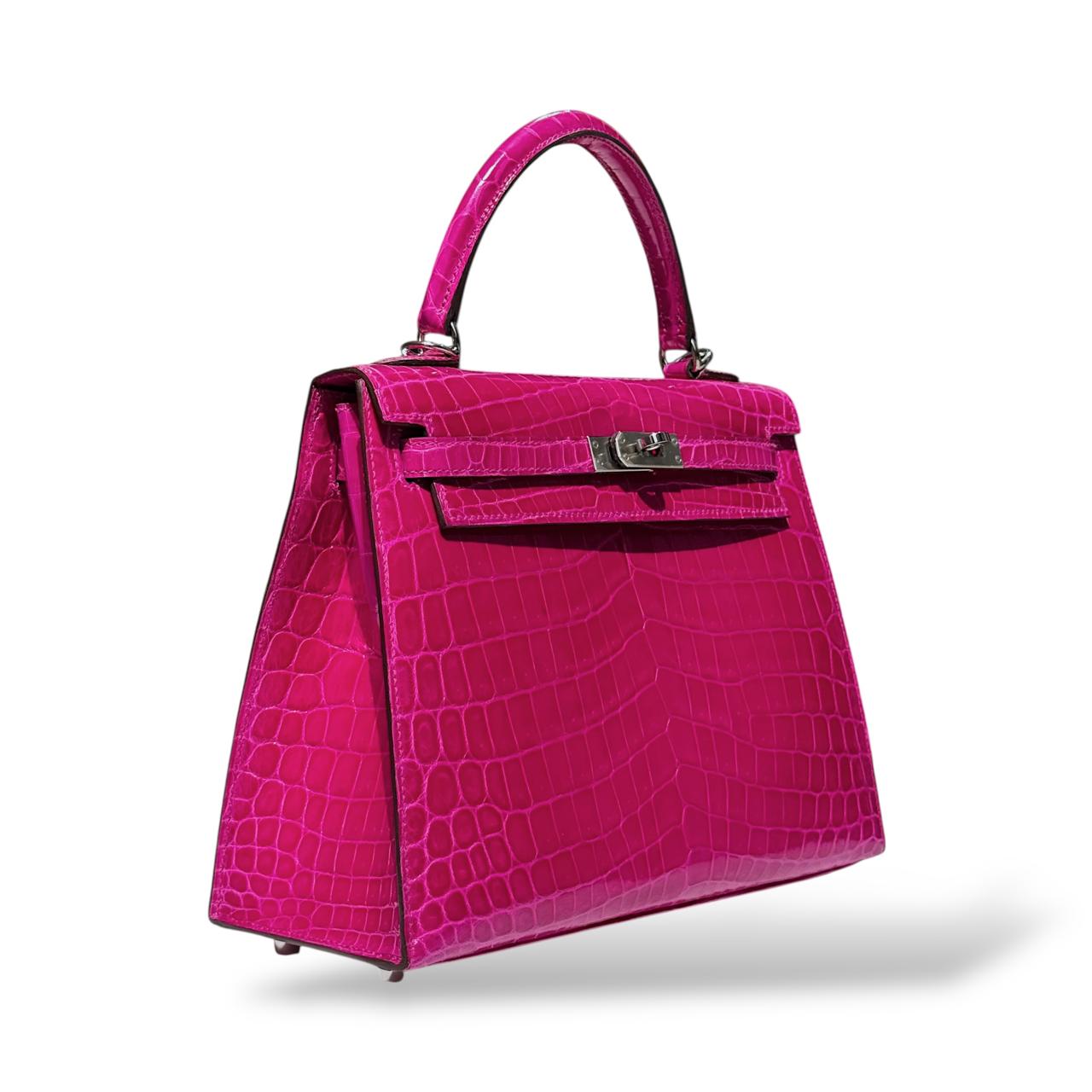 Hermes Kelly 25 Rose Scheherazade Crocodile Niloticus PHW