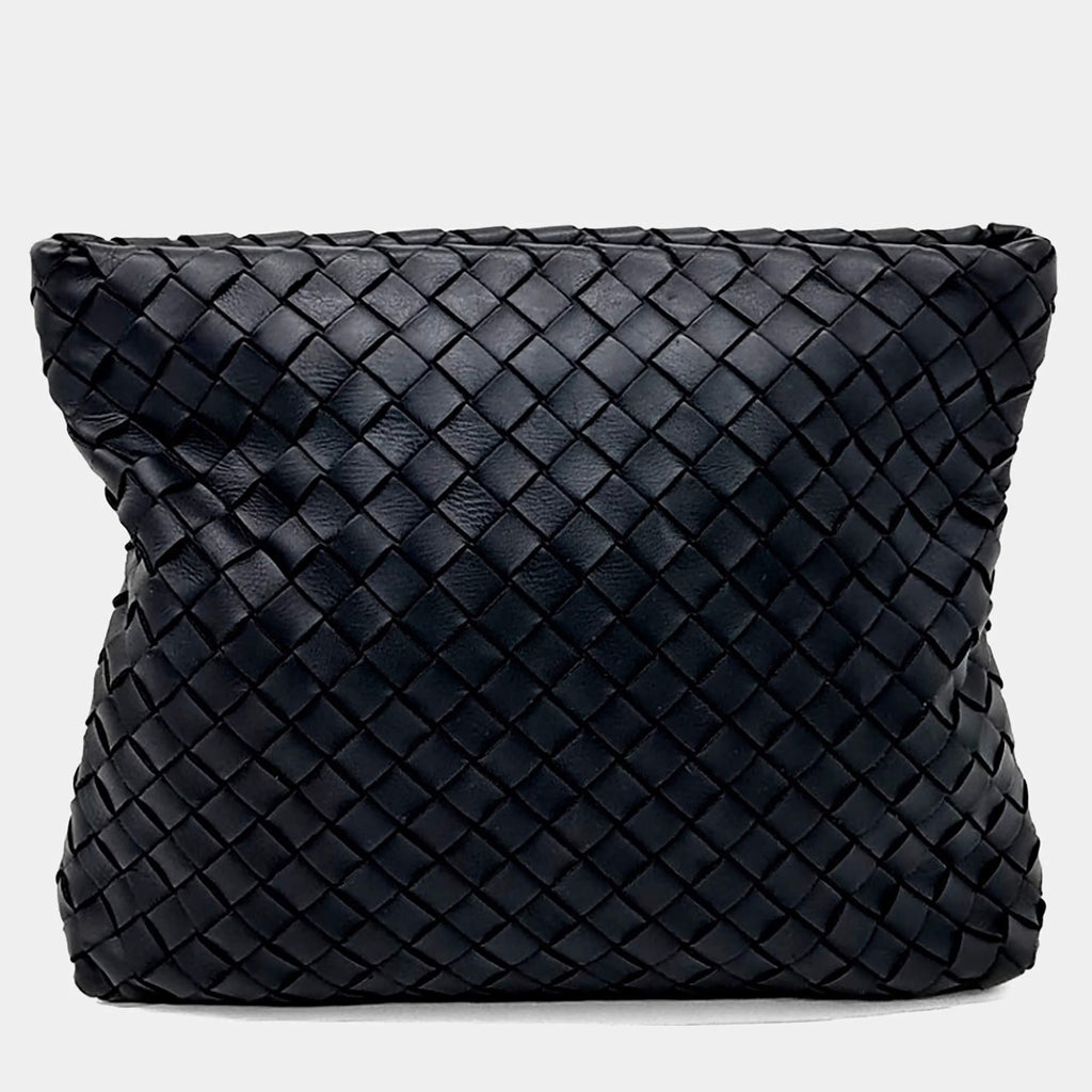 Bottega Veneta Black Leather Mesh Cutch