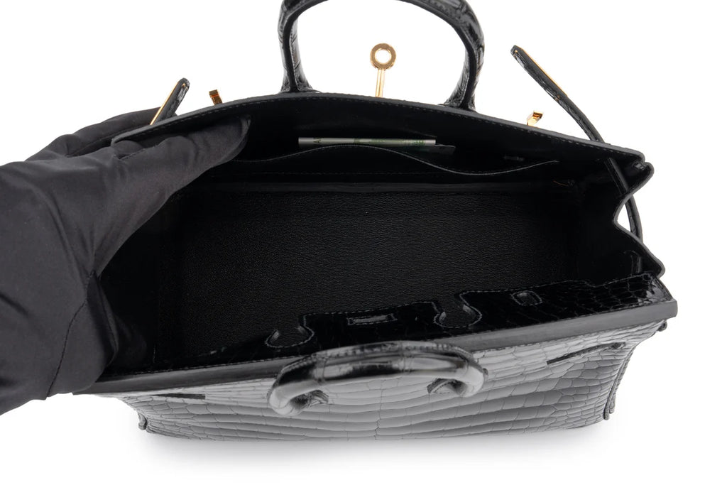 Hermès Birkin 25 Crocodile Porosus Noir GHW