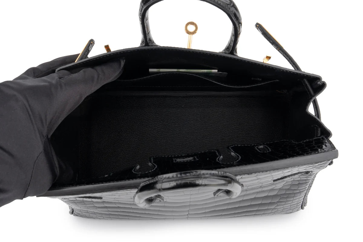Hermès Birkin 25 Crocodile Porosus Noir GHW