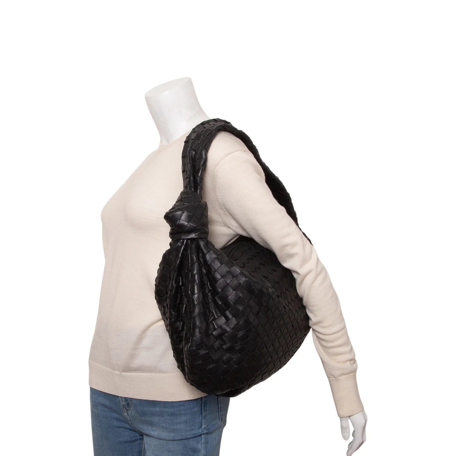 Bottega Veneta Black Intrecciato Leather Large Jodie Bag