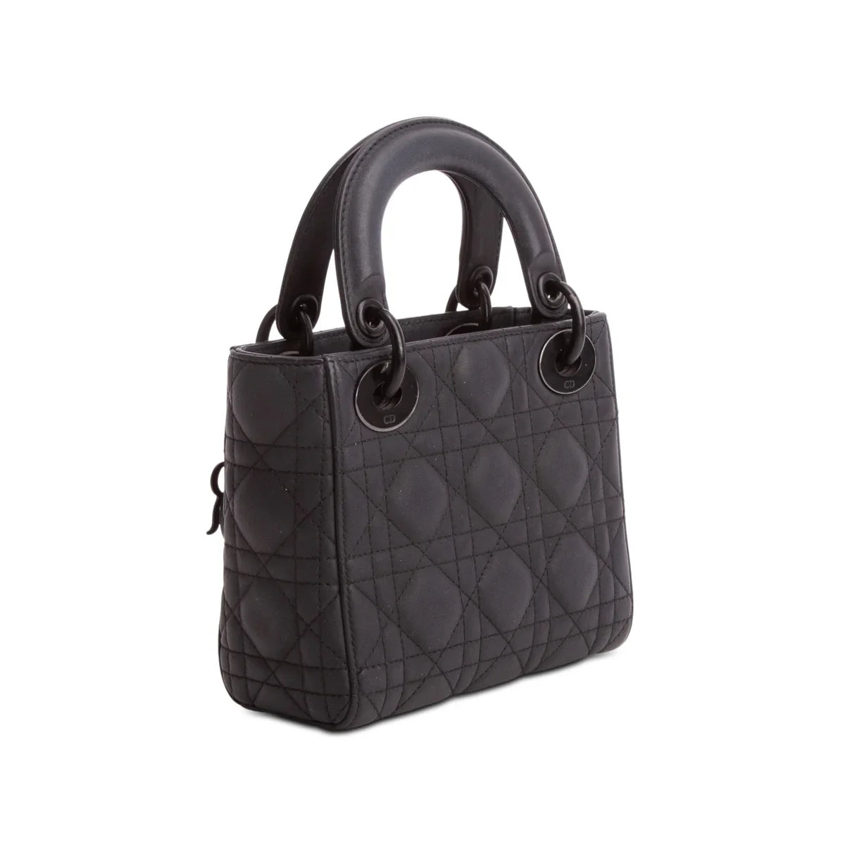 Christian Dior 2020 Black Ultra Matte Calfskin Cannage Mini Lady Dior