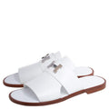 Hermes White Leather Arles Mules Size 40