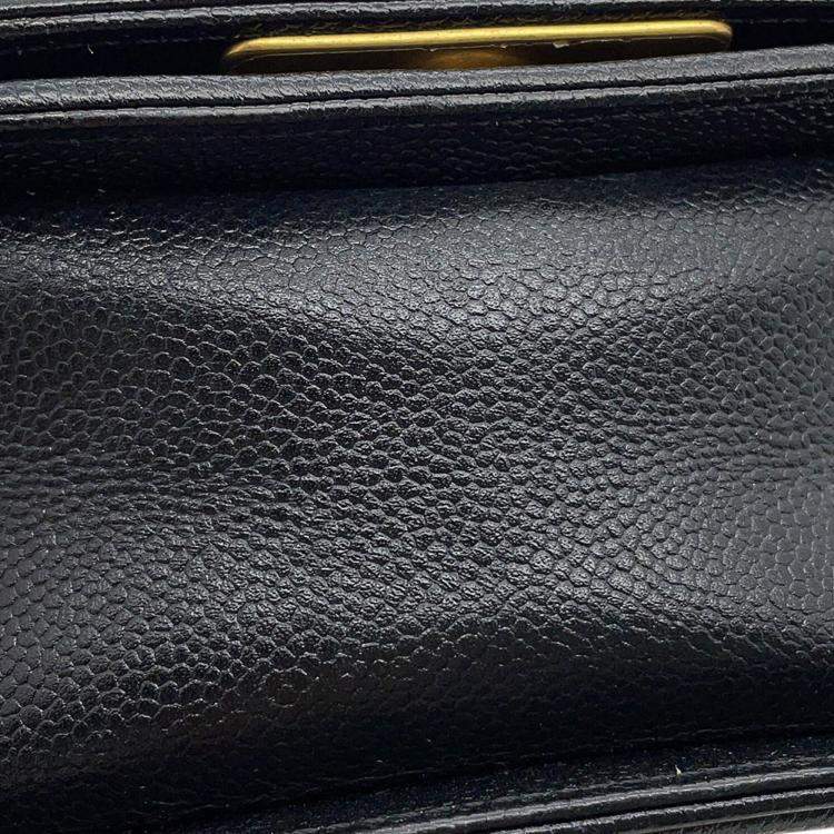 Chanel Boy Curved Small Black Quilted Caviar Leather Messenger Bag