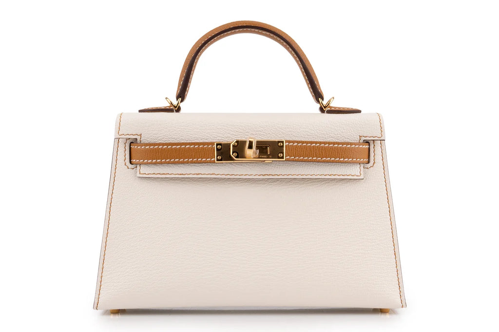 Hermès Mini Kelly Chevre Nata/Sesame GHW