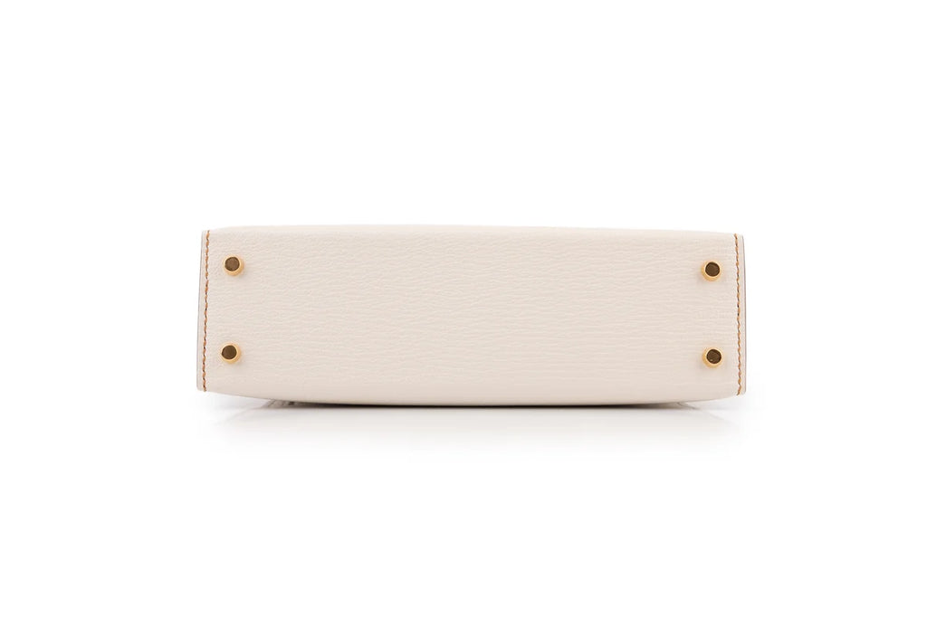 Hermès Mini Kelly Chevre Nata/Sesame GHW
