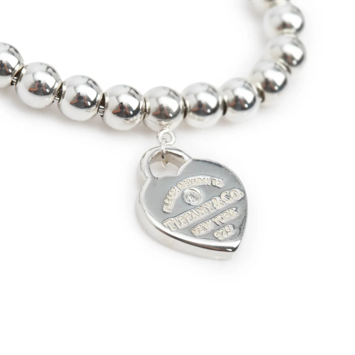 Tiffany & Co Return to Tiffany Mini Heart Tag 4 MM Bead Bracelet withe Red Enamel