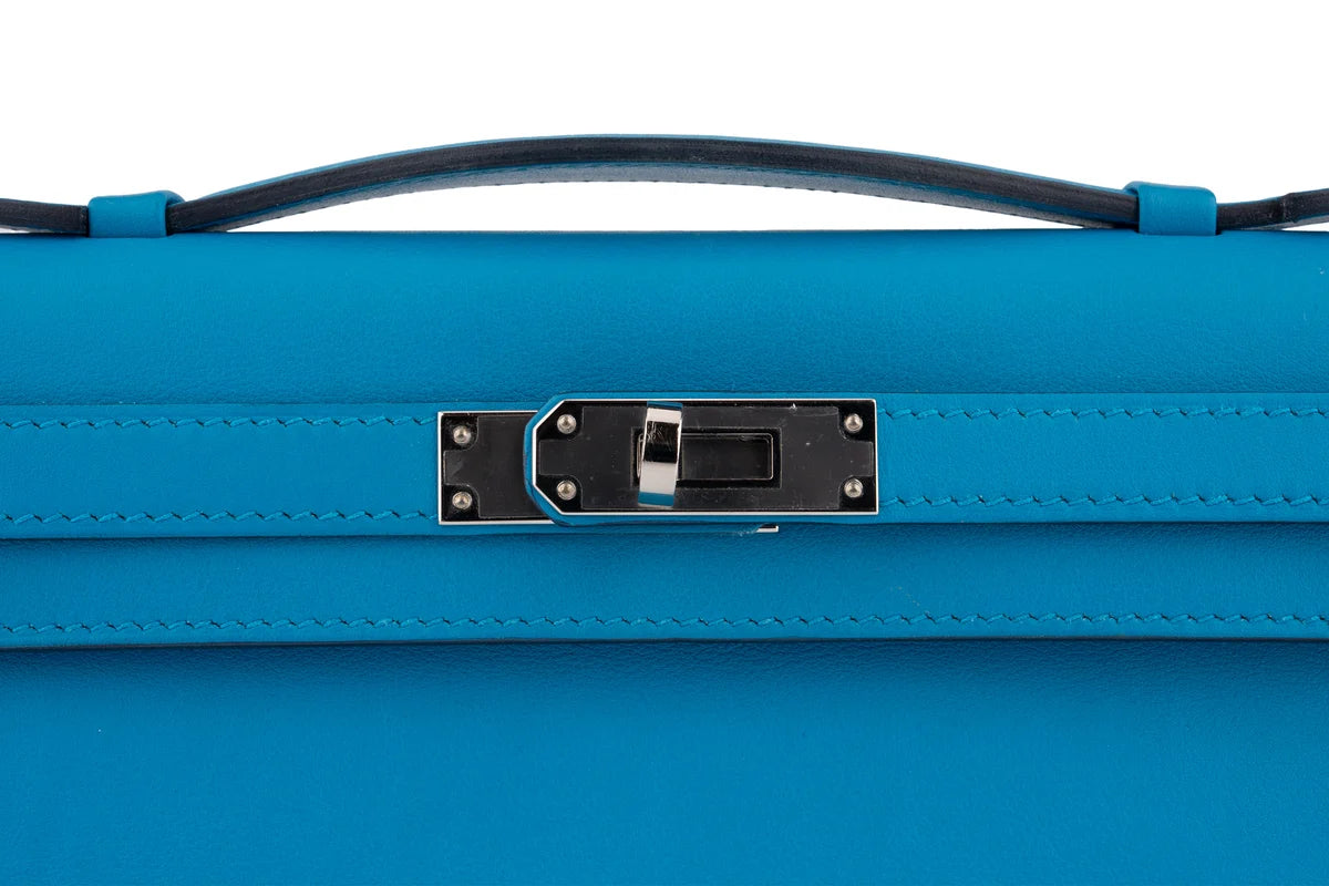 Hermès Kelly Cut Swift Bleu Frida PHW