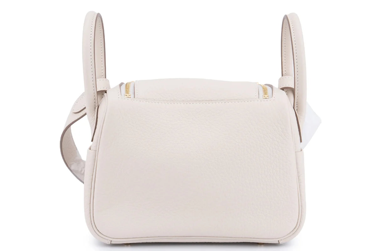 Hermès Mini Lindy Clemence Craie GHW