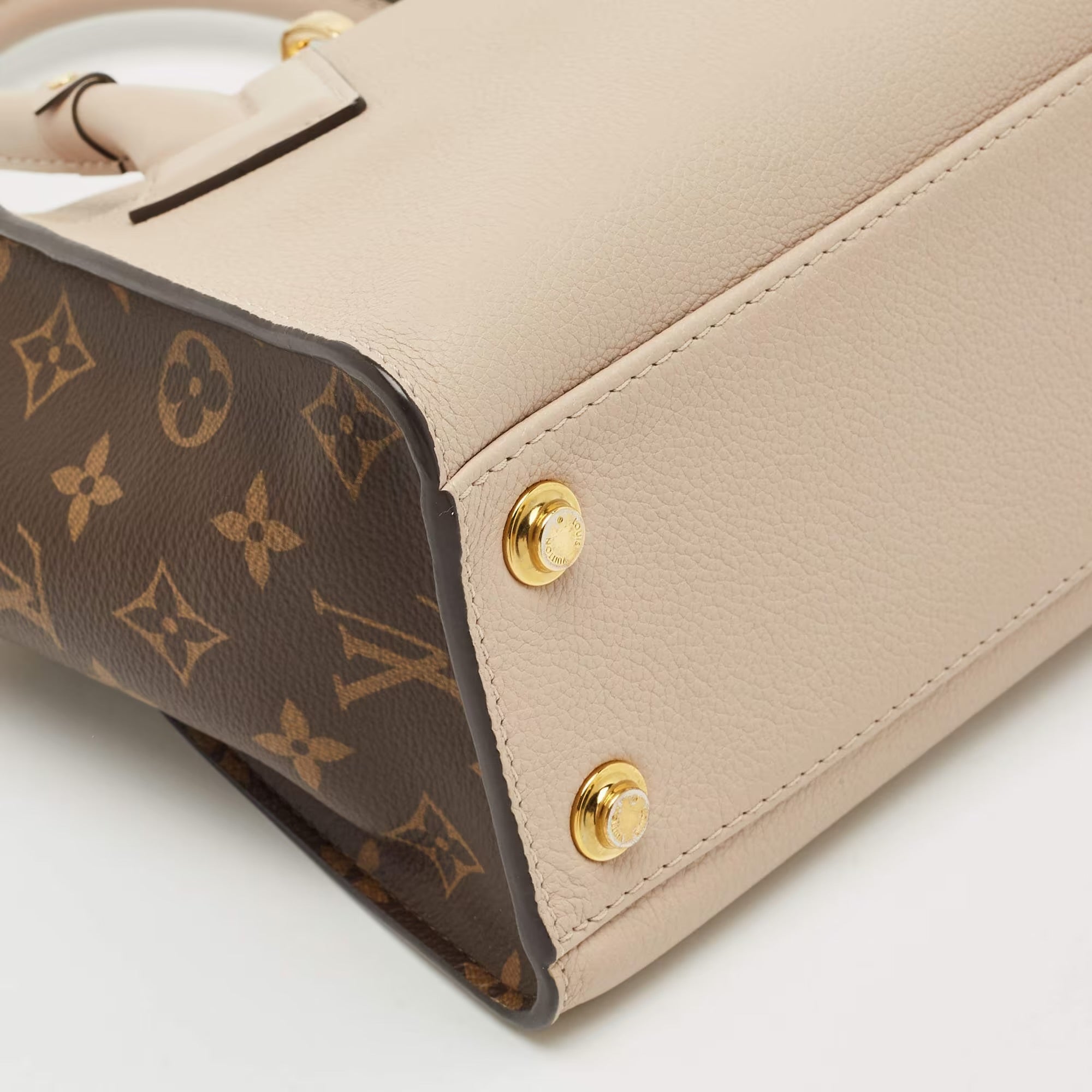 Louis Vuitton On My Side Beige Coated Canvas and Leather Tote Bag