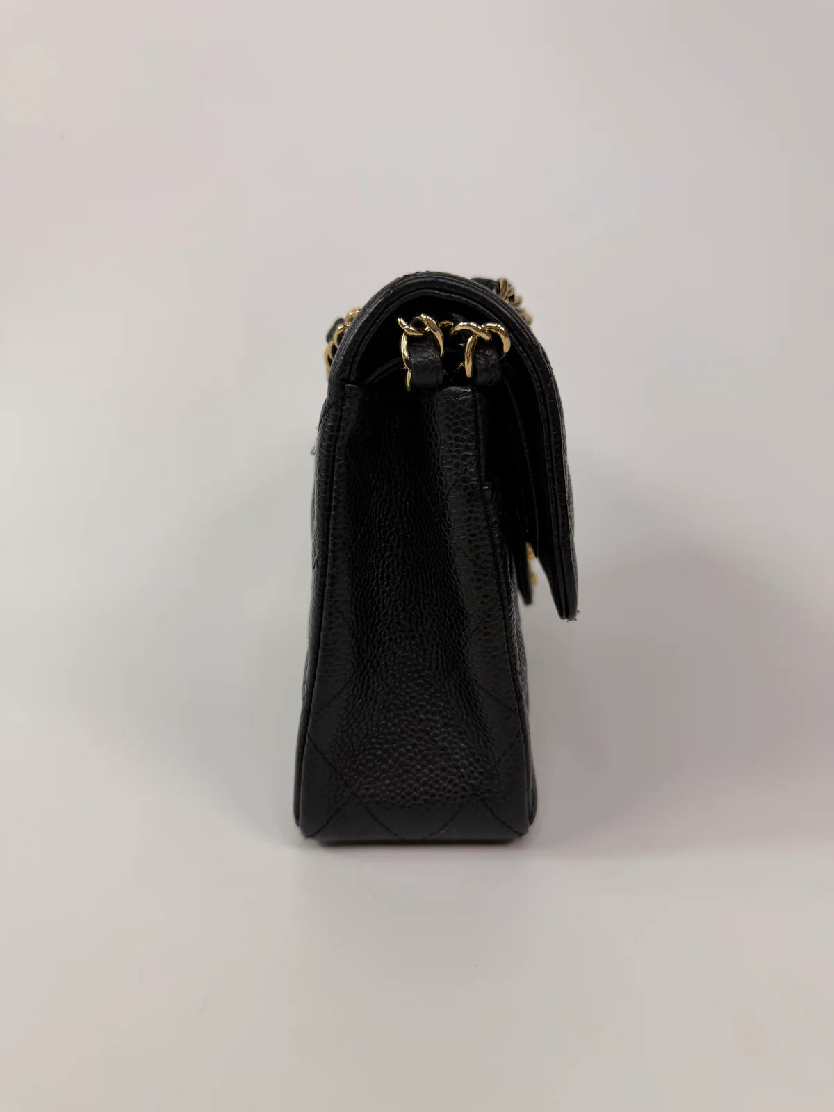 CHANEL SMALL CLASSIC DOUBLE FLAP IN BLACK CAVIAR LEATHER WITH GOLD HARDWARE