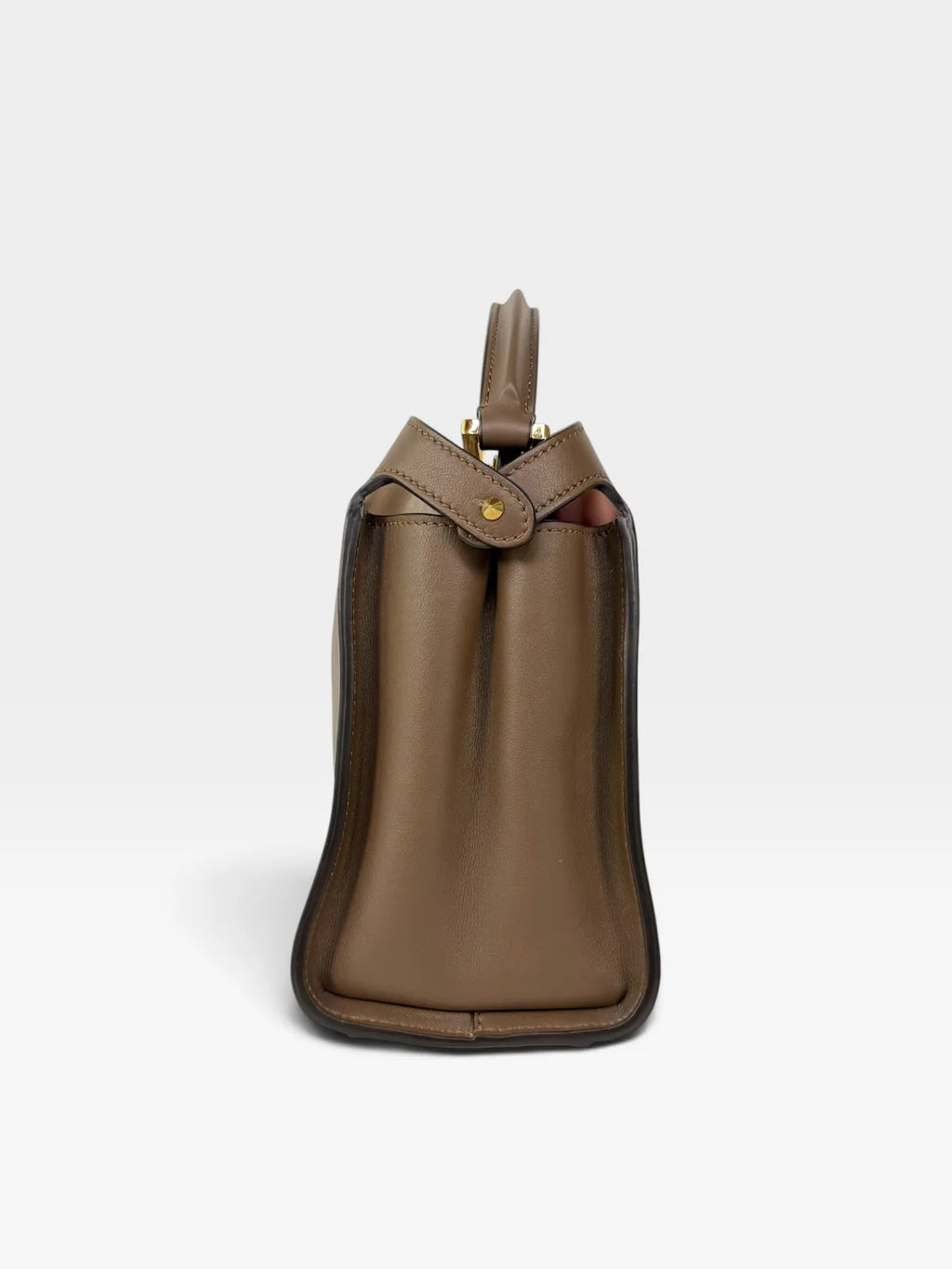 FENDI SMALL PEEKABOO ISEEU BAG IN BROWN CALFSKIN WITH GOLD HARDWARE