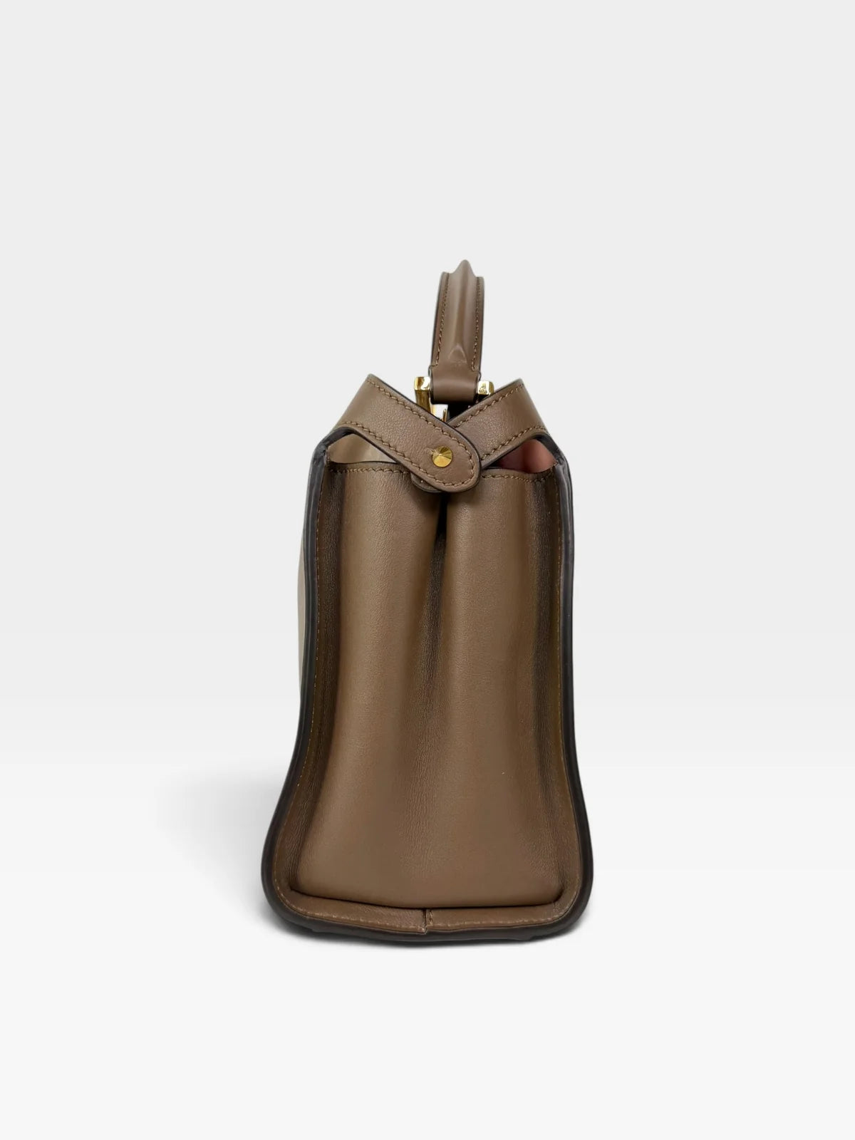 FENDI SMALL PEEKABOO ISEEU BAG IN BROWN CALFSKIN WITH GOLD HARDWARE