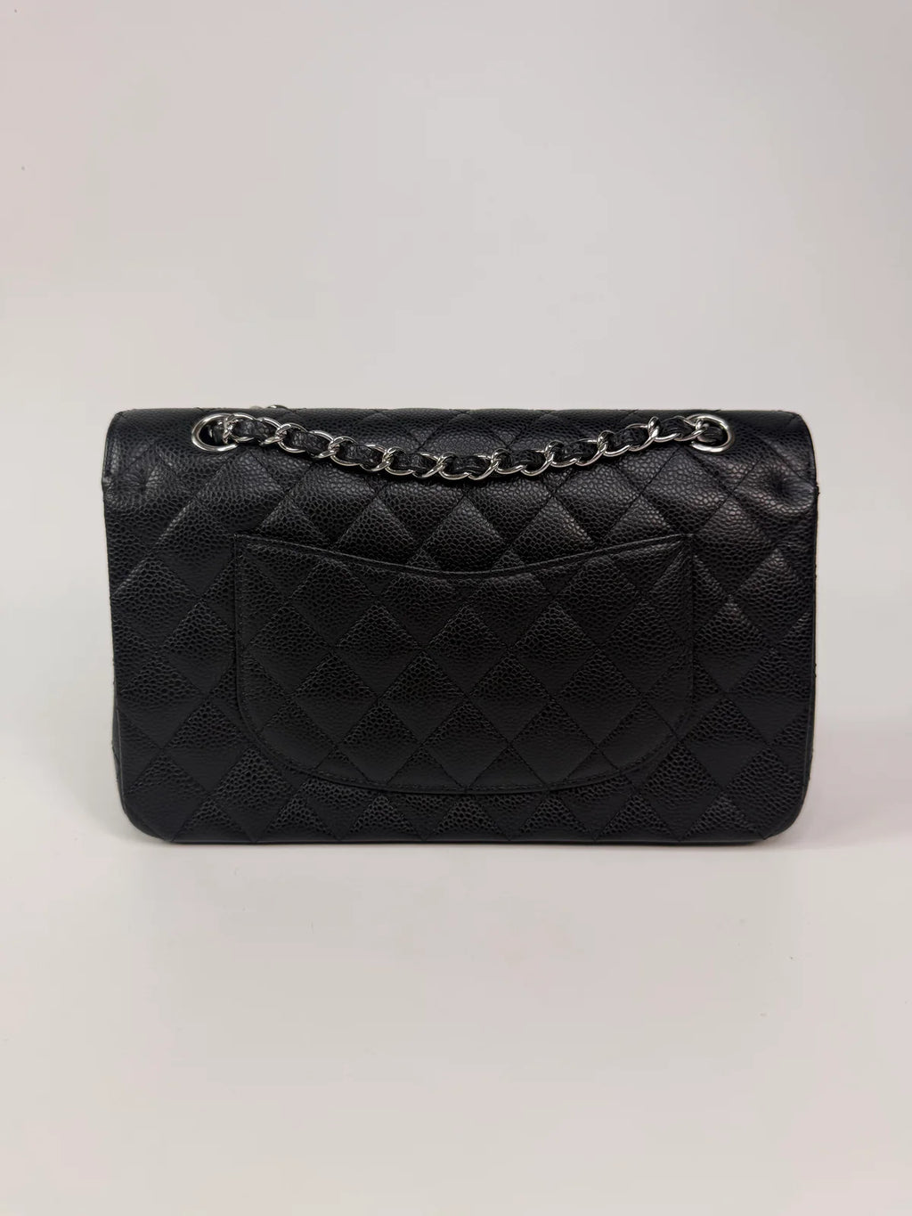 CHANEL VINTAGE MEDIUM CLASSIC DOUBLE FLAP BLACK CAVIAR SILVER HARDWARE