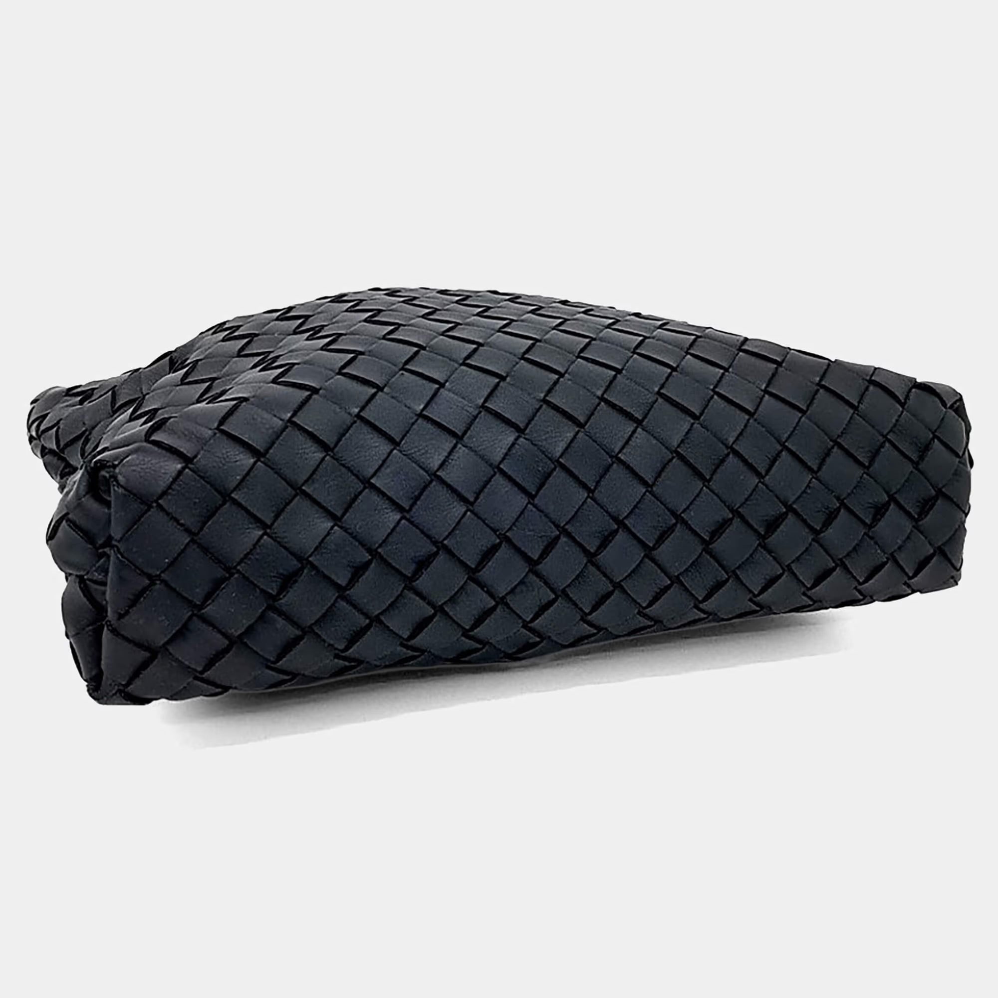 Bottega Veneta Black Leather Mesh Cutch