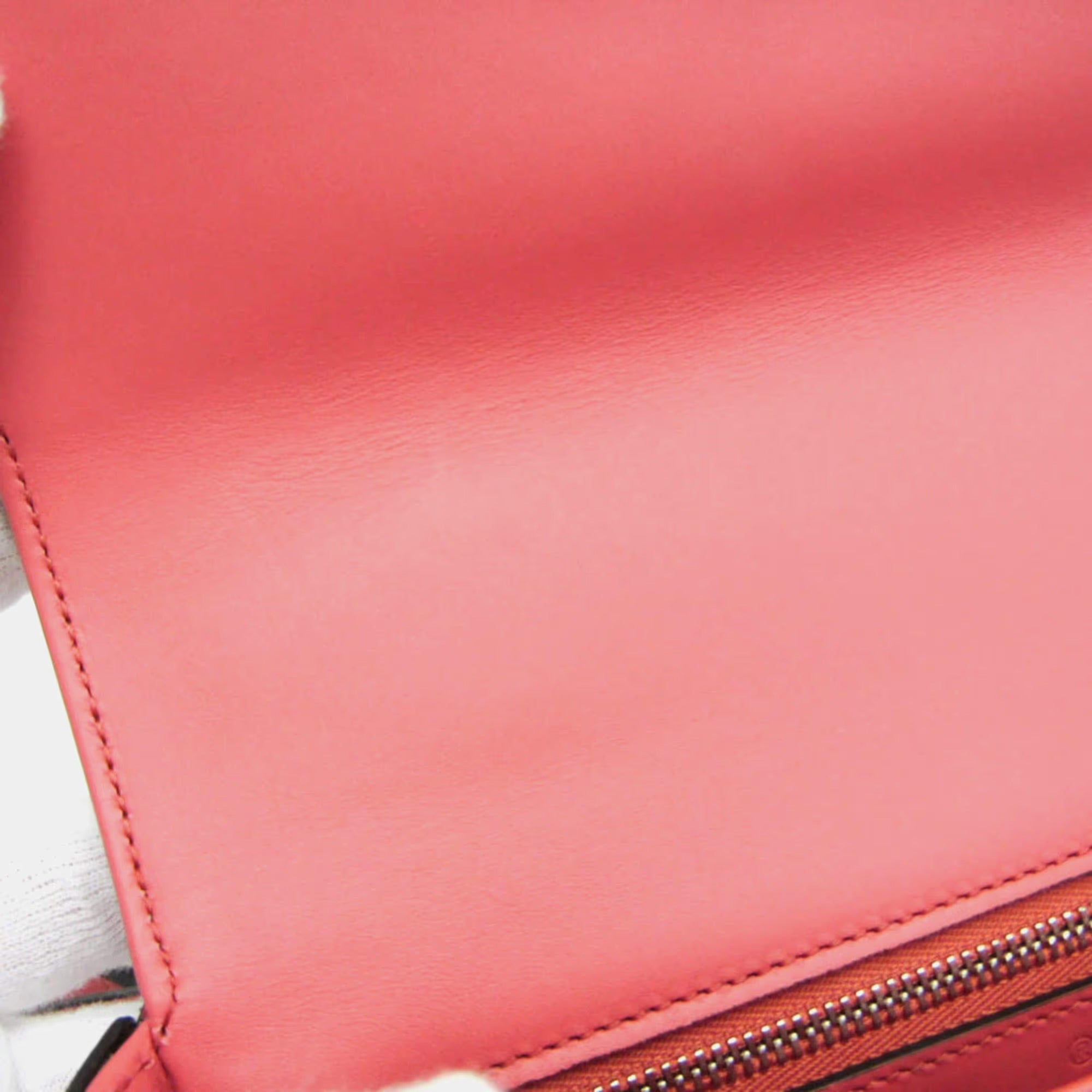 Gucci Double G Leather Shoulder Bag Pink
