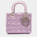 Christian Dior Lady Dior Small Pink Satin Swarovski Crystal Top Handle Bag