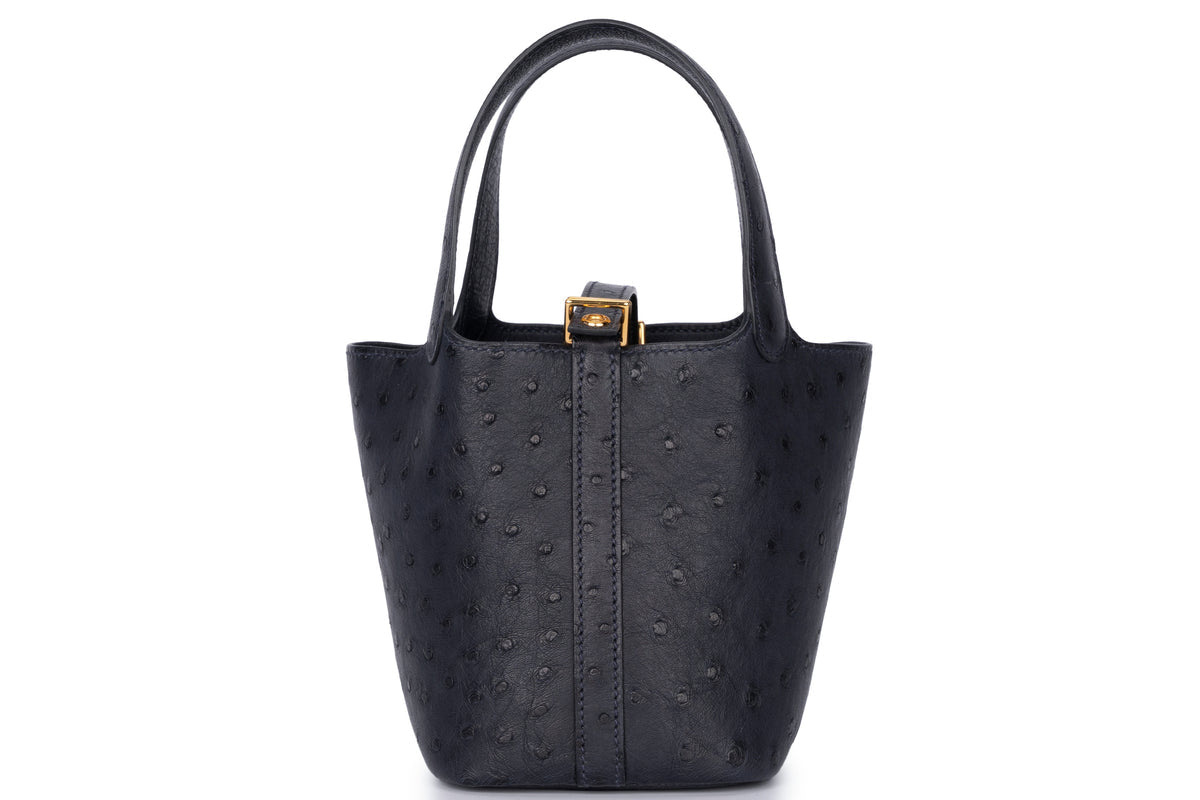 Hermès Micro Picotin Ostrich Caban PHW