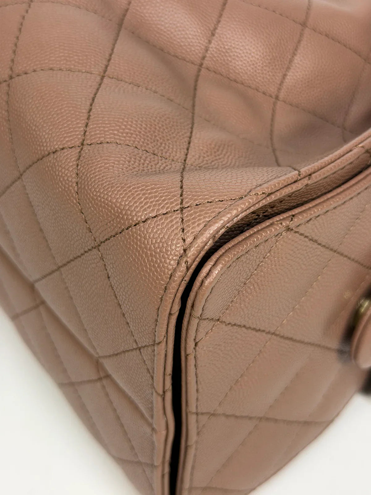 CHANEL 25 SMALL IN BROWN CAVIAR LEATHER WITH GOLD HARDWARE