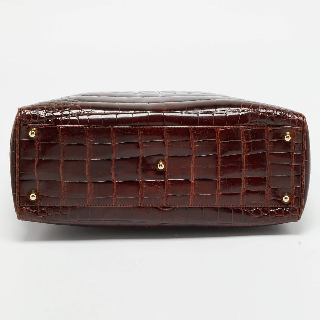 Dior Lady Dior Large Brown Crocodile Tote