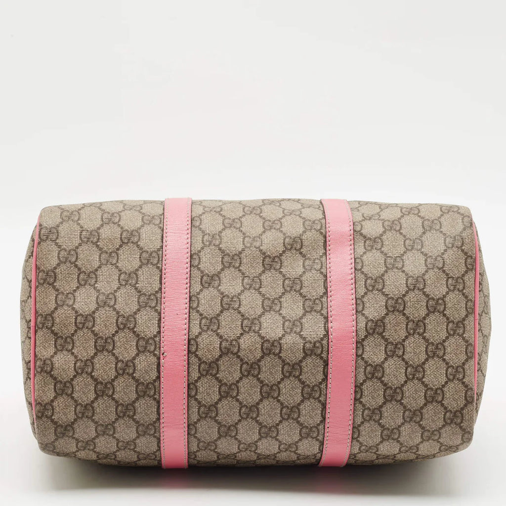 Gucci Joy Medium Pink/Beige GG Supreme Canvas and Leather Boston Bag