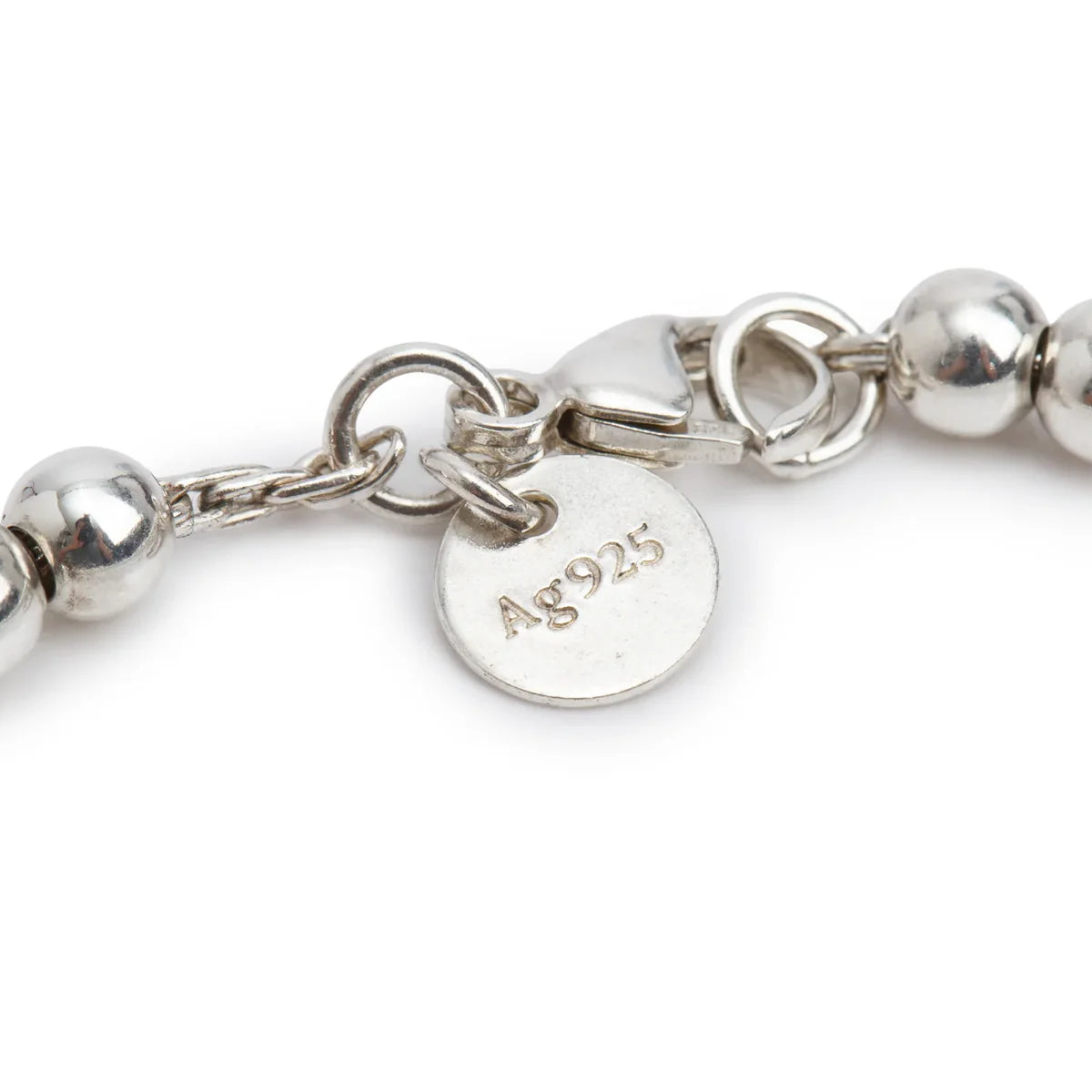 Tiffany & Co Sterling Silver Return to Tiffany Mini Heart Tag 4 MM Bead Bracelet with Blue Enamel