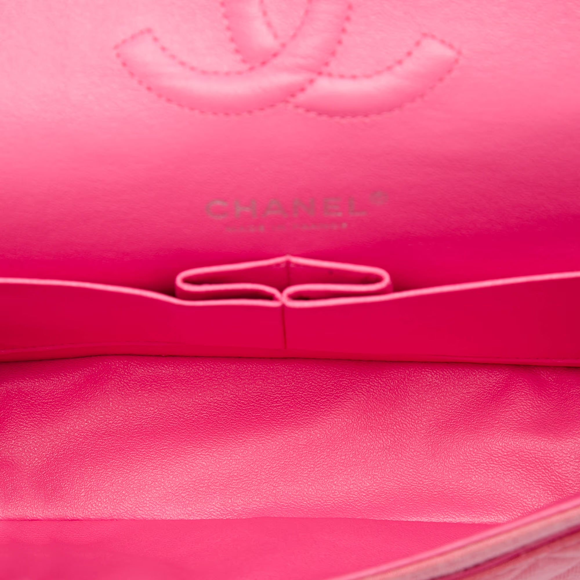 Chanel Medium Classic Jersey Double Flap Pink Jersey Shoulder Bag