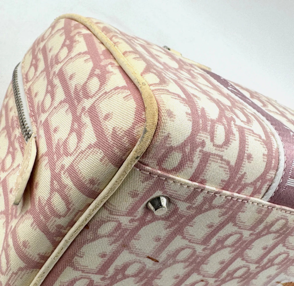 DIOR Pink Trotter Hand Mini Boston Bag Canvas Leather