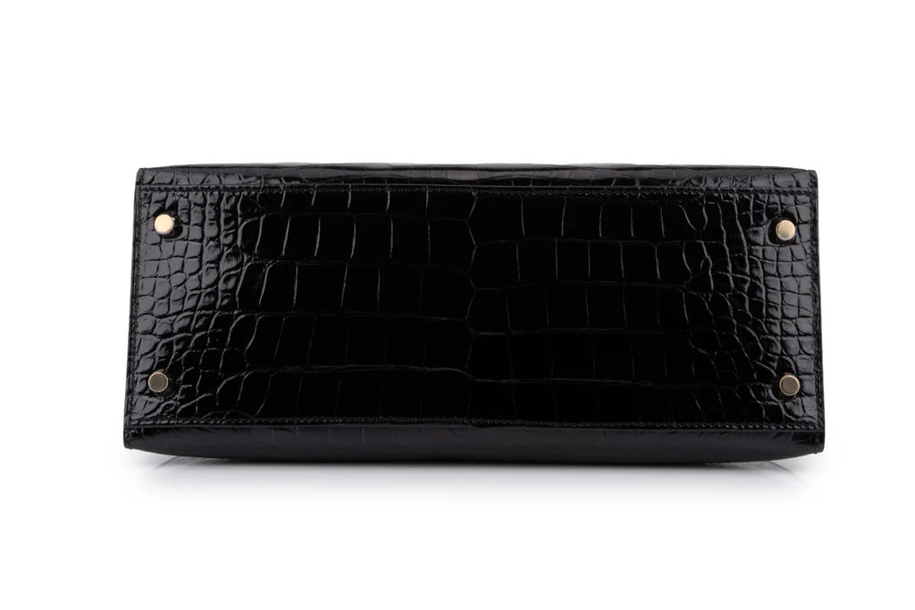 Hermès Kelly 28 Shiny Alligator Mississippiensis Noir GHW