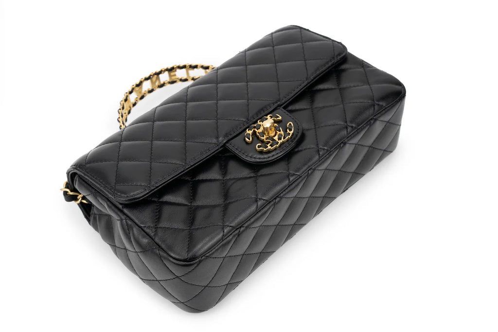 Chanel Flapbag With Handle Labmbskin Black GHW
