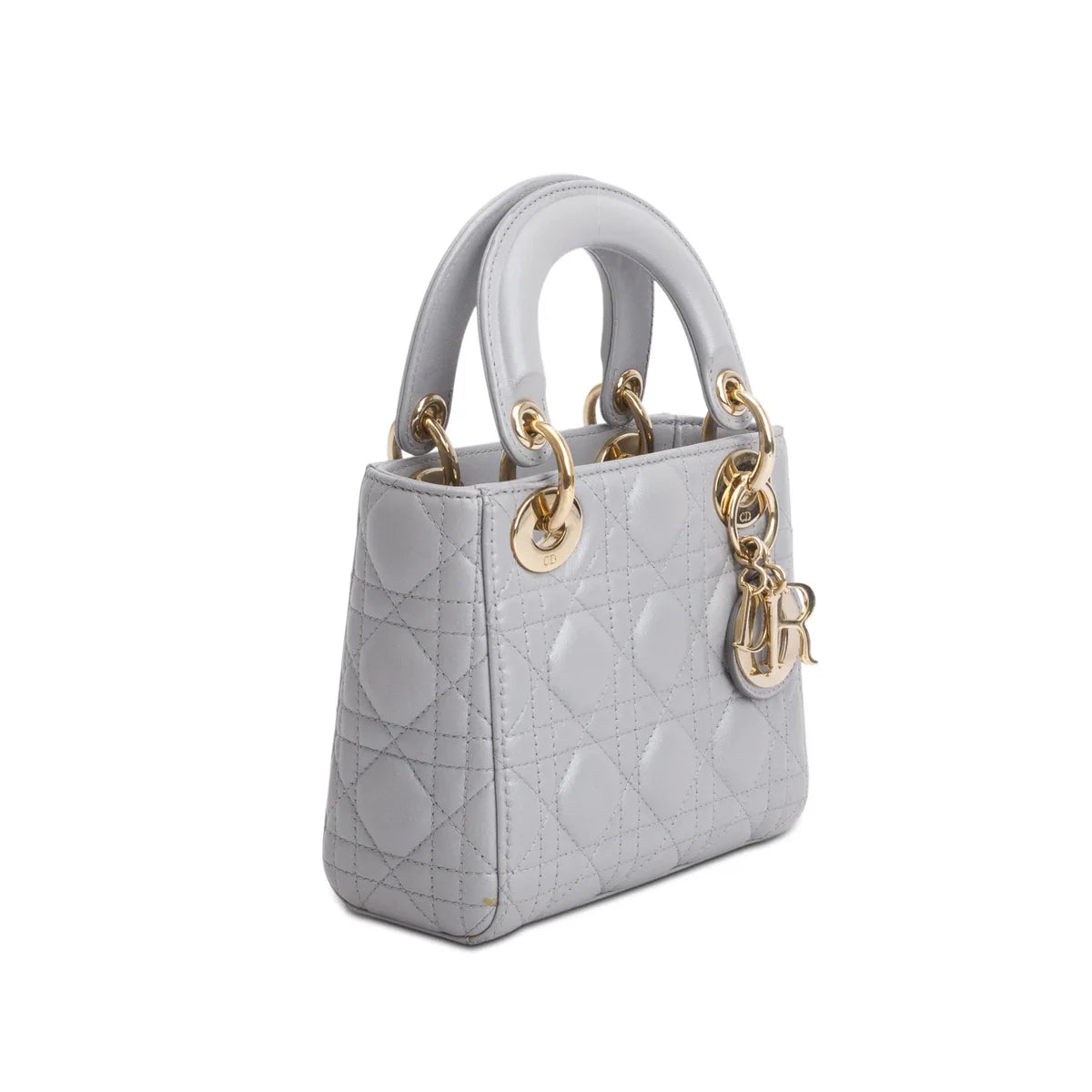 Christian Dior Grey Cannage Leather Mini Lady Dior Bag