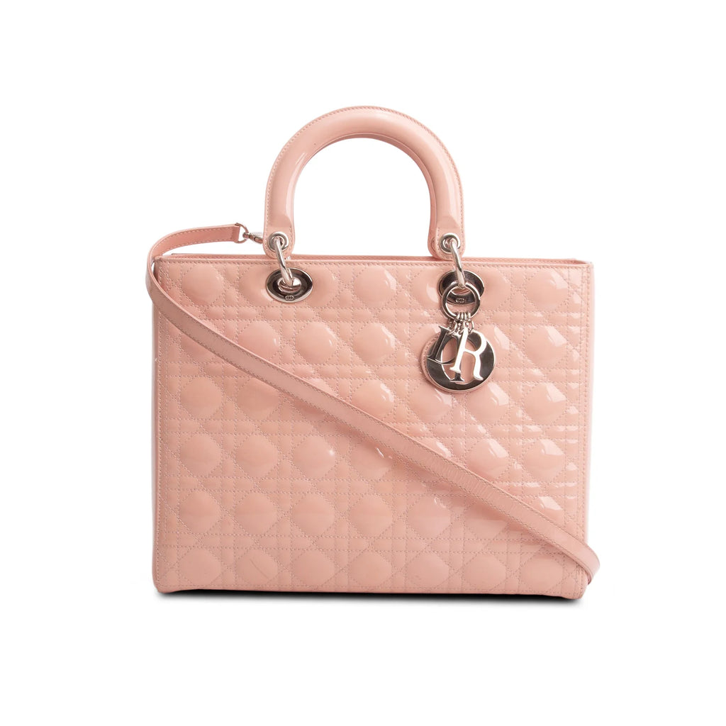 Dior Pink Cannage Patent Leather Large Lady Dior