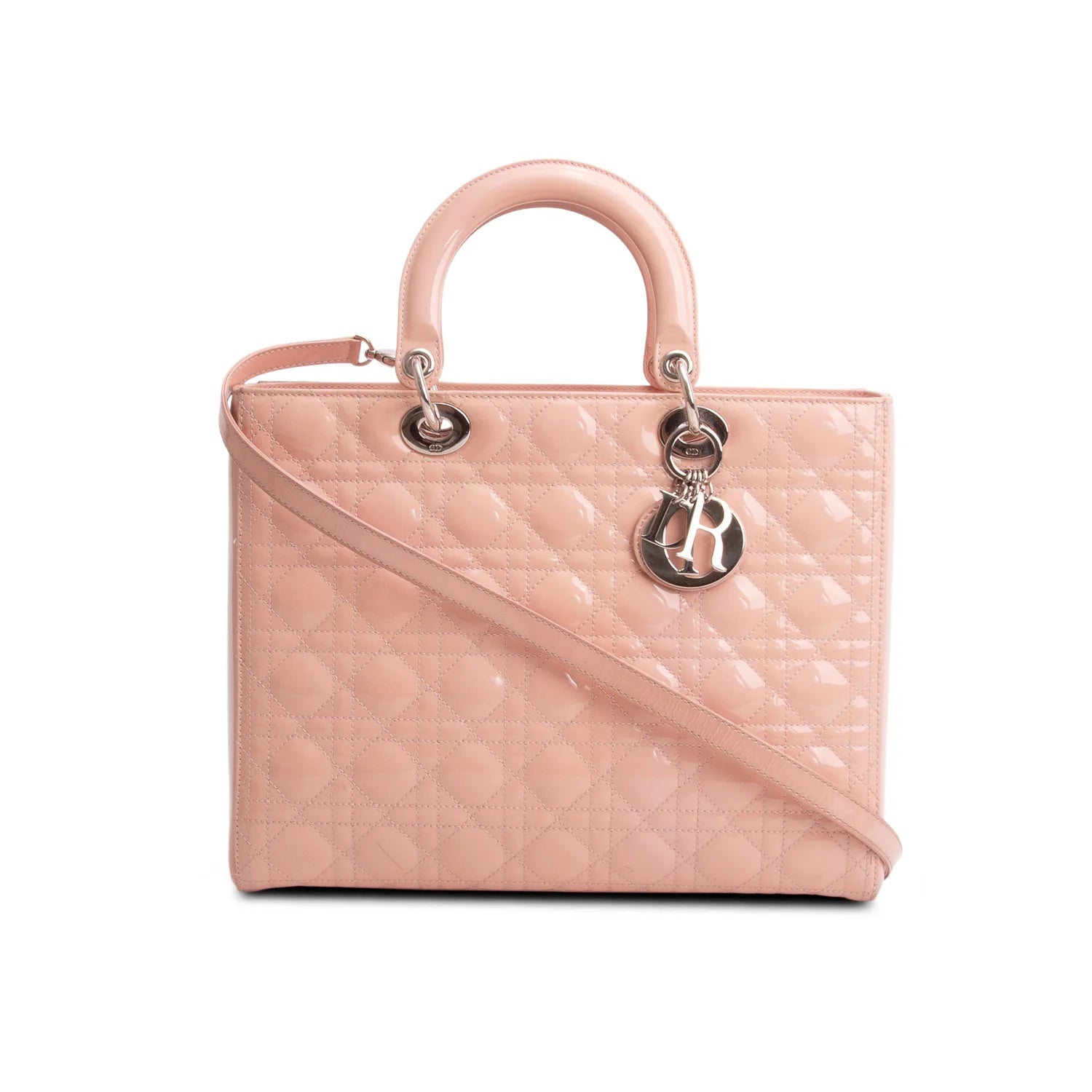 Dior Pink Cannage Patent Leather Large Lady Dior
