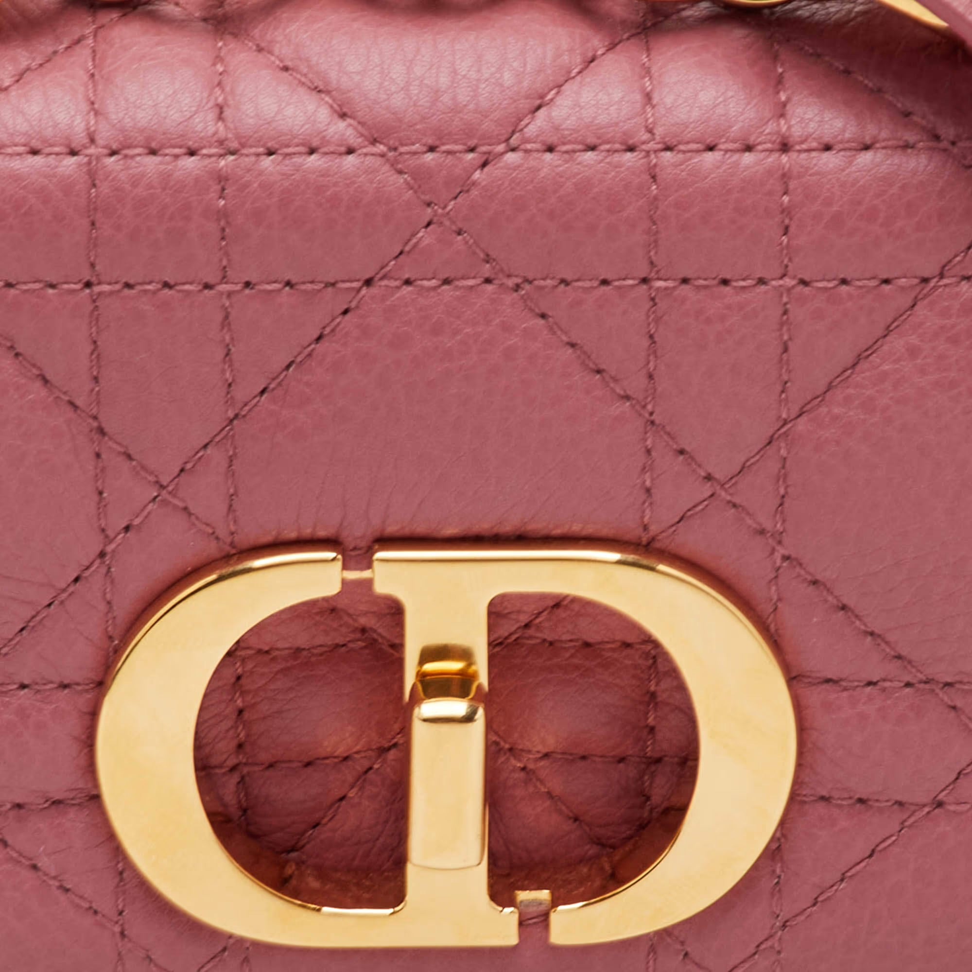 Dior Caro Micro Pink Cannage Leather Crossbody Bag
