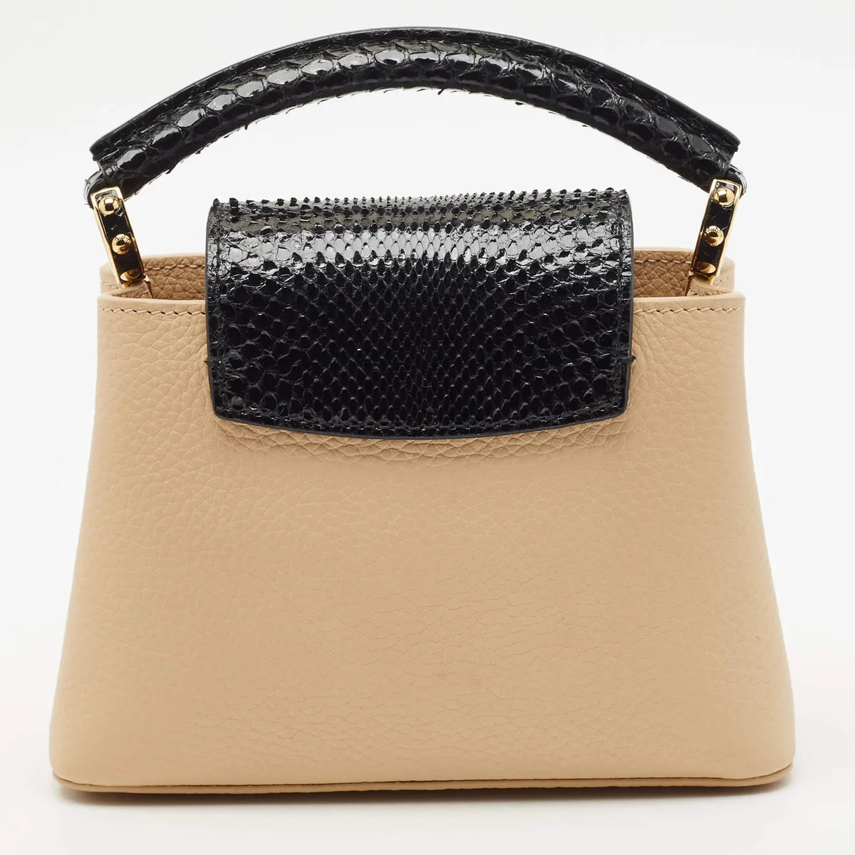 Louis Vuitton Capucines Mini Beige/Black Leather and Python Top Handle Bag