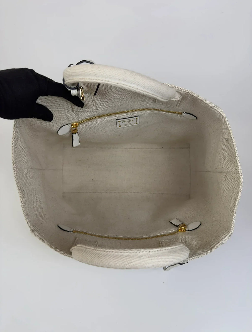 PRADA LARGE APPLIQUÉ COTTON TOTE