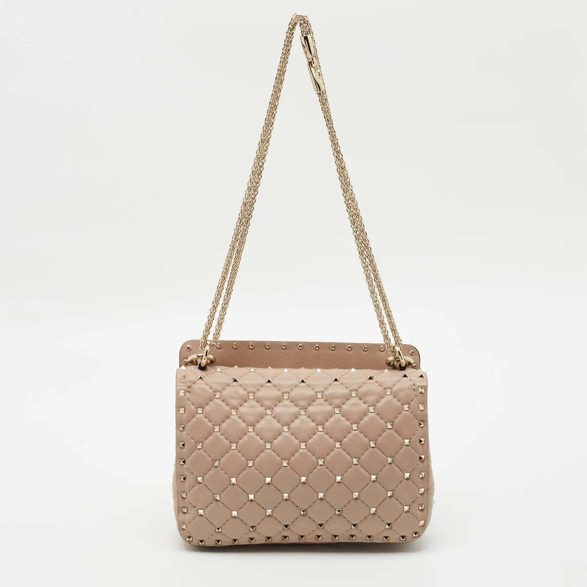 Valentino Rockstud Spike Medium Old Rose Leather Top Handle Bag