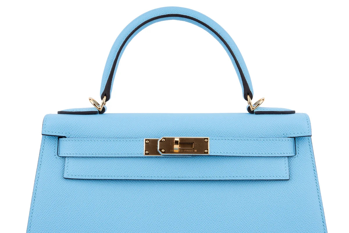 Hermès Kelly 28 Epsom Blue Celeste GHW