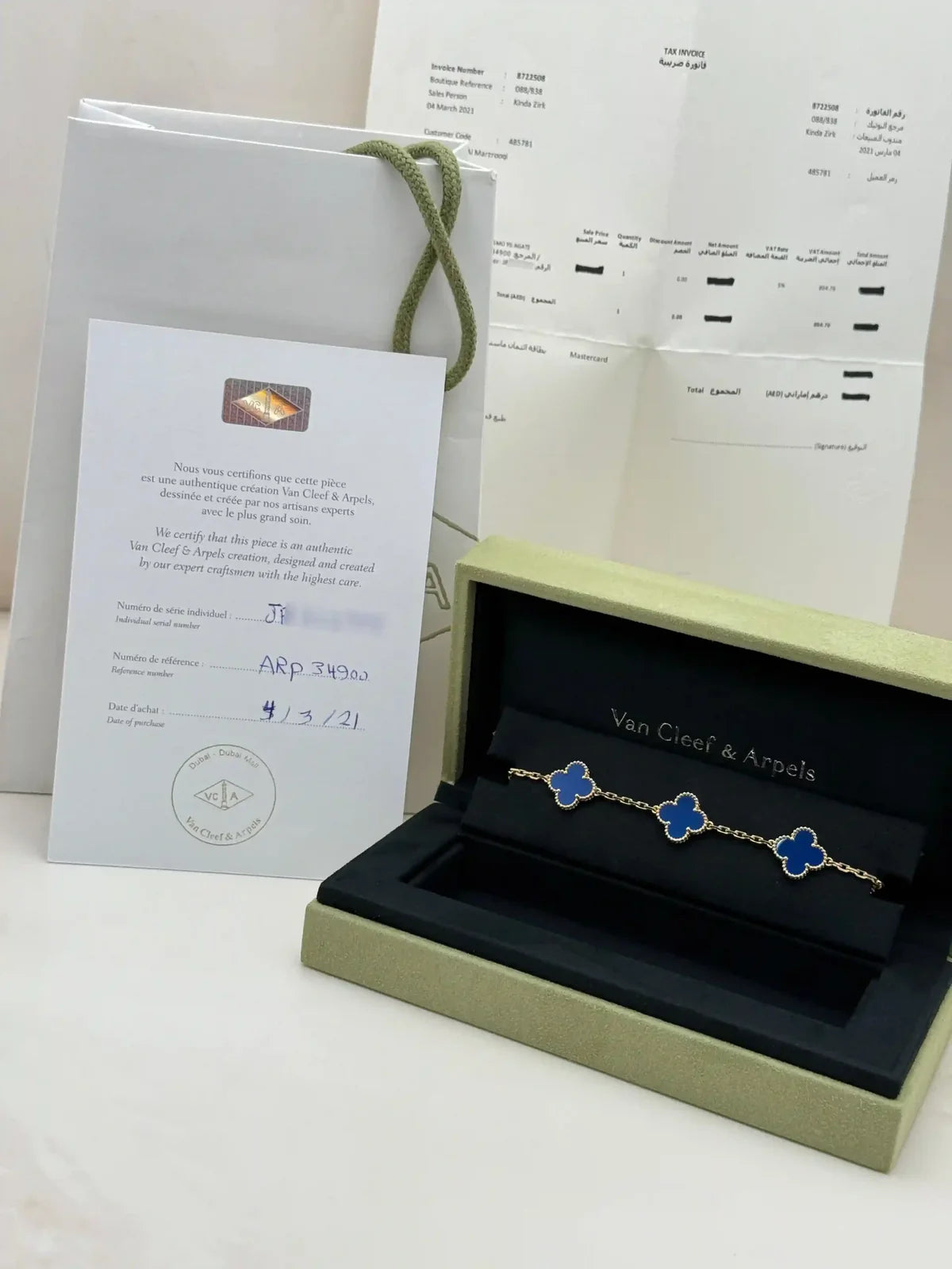 Van Cleef And Arpels Vintage Alhambra Bracelet 5 Motifs Blue Agate