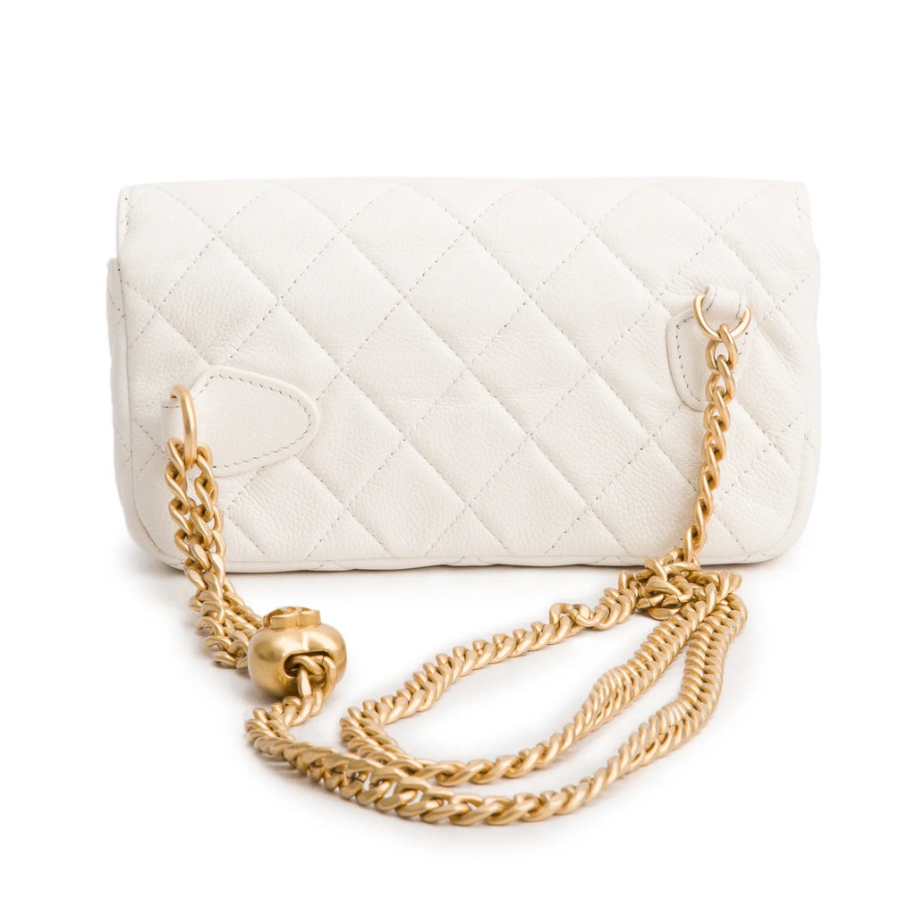 Chanel White Caviar Quilted Mini Heart Crush Waist Bag