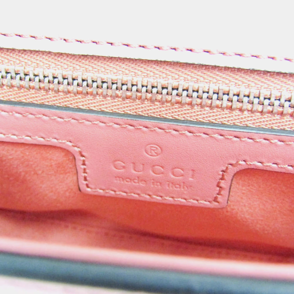 Gucci Double G Leather Shoulder Bag Pink